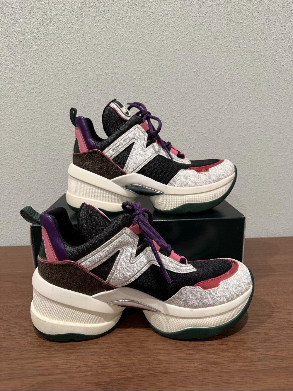 Michael Kors Olympia Chunky Platform Trainer Sneakers Multicolor Women’s 8